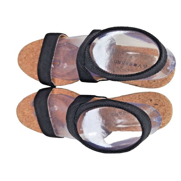 Lucky Brand Maxyne Platform Wedge Sandals Size 9.5 Slingback Cork Heel 12600 - Picture 5 of 10